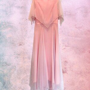 Sleeveless Calf-Length Handkerchief Style Dress in Pink/Mauve Taffeta, Size 0/2